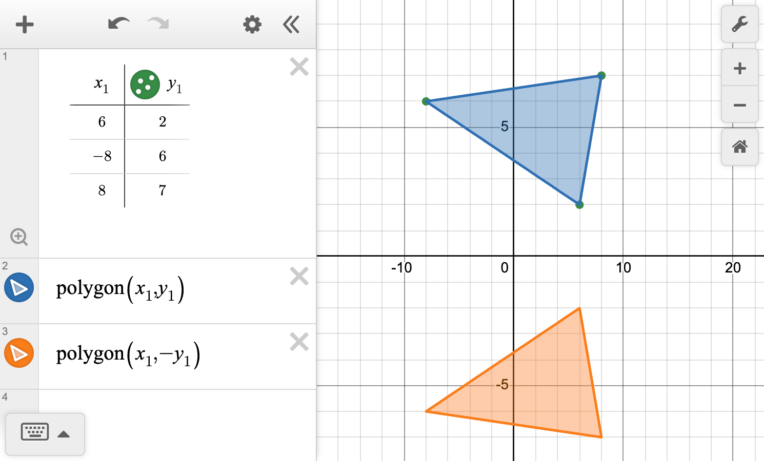 A screenshot of the Desmos graphing calculator showing how to transform a polygon using coordinate notation. Ask your teacher for more information.